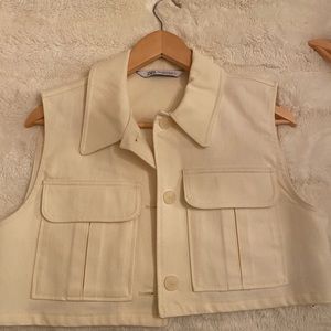 Zara Cropped Vest with Pockets